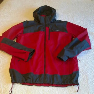 Eddie Bauer Weatheredge Front Zip Jacket Men’s TL Red Gray Shell Outdoor Active